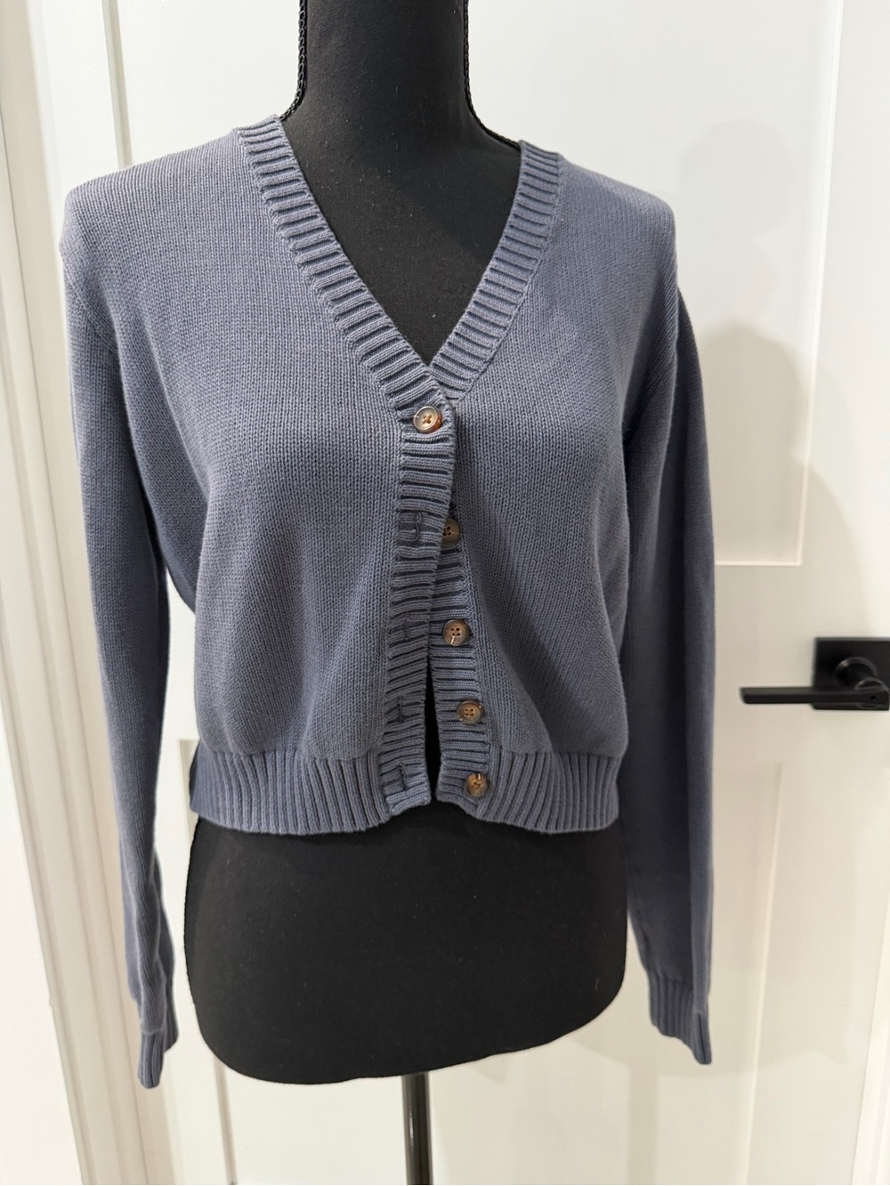 Brandy Melville Slate Blue V-Neck Button Cardigan